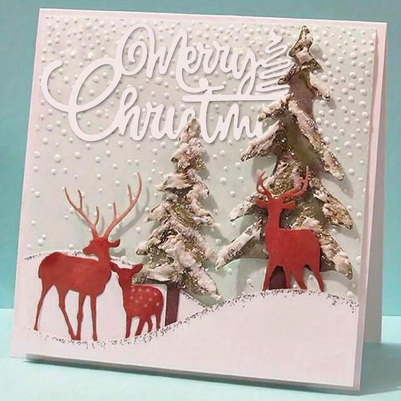 Lapoo Christmas Metal Cutting Die for Scrapbooking, 3D Backgrounds Frame New Cutting Dies DIY Album Card Making Decor Paper Metal Die Cuts Party Wedding Decorations (Elk and Forest 7.1 x 6.3 in) - Image 2